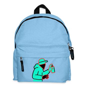 Neon Graffiti Sprayer - Kinder Rucksack - Hellblau - Vorne