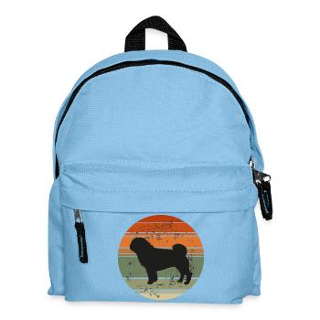 Retro Hundesilhouette Sonnenuntergang - Kinder Rucksack - Hellblau - Vorne