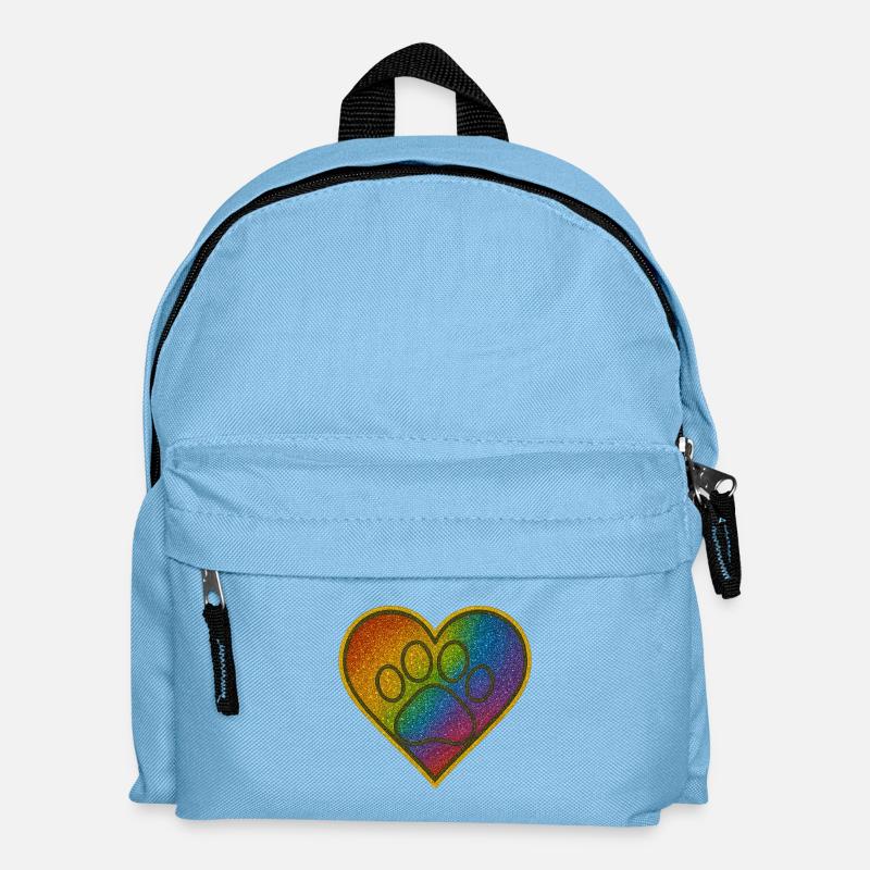 Regenbogen Herzenspfote Glitzer - Kinder Rucksack - Hellblau