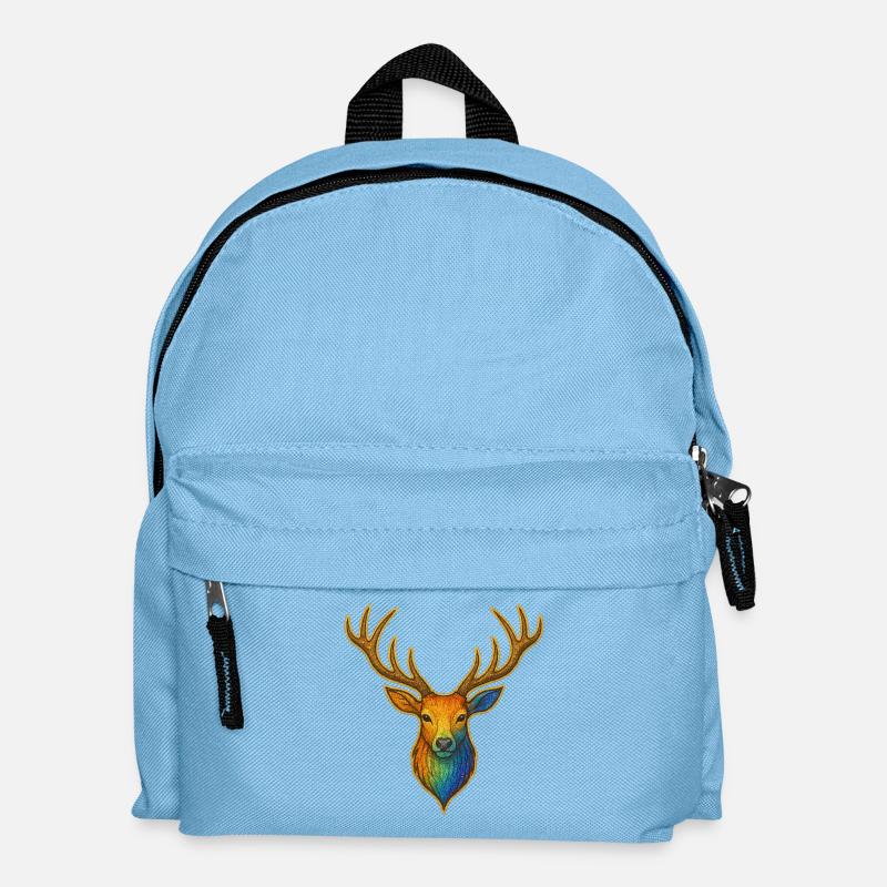 Regenbogenhirsch mit Goldrahmen - Kinder Rucksack - Hellblau