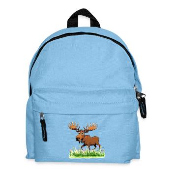 Whimsical Moose in Spring Meadow - Kids' Backpack - light blue - Front