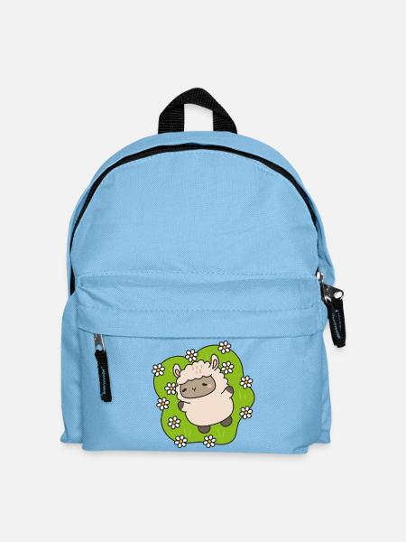 Blühendes Lamm, das zwischen Gänseblümchen tanzt - Kinder Rucksack - Hellblau