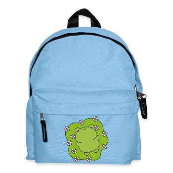 Kawaii-Frosch mit einem blumigen Herz - Kinder Rucksack - Hellblau - Vorne