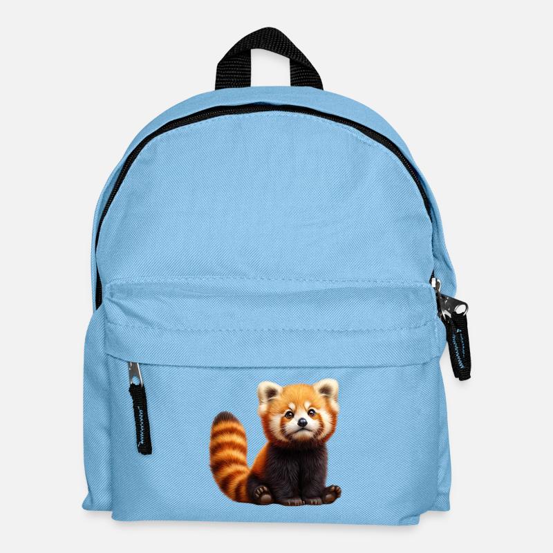 Panda Roux Peluche Adorable - Sac à dos Enfant - bleu clair