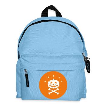 Jolly Roger Halloween Vampir Kürbis Weiß Orange - Kinder Rucksack - Hellblau - Vorne