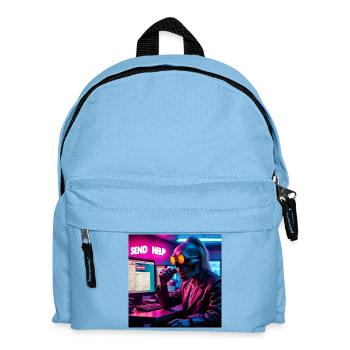 Cyberpunk néon crâne hacker Envoyer de l’aide Conception - Sac à dos Enfant - bleu clair - Devant