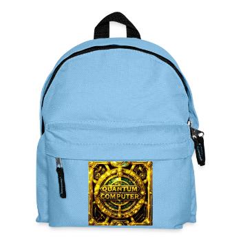Golden Quantum Computer Emblem - Kids' Backpack - light blue - Front