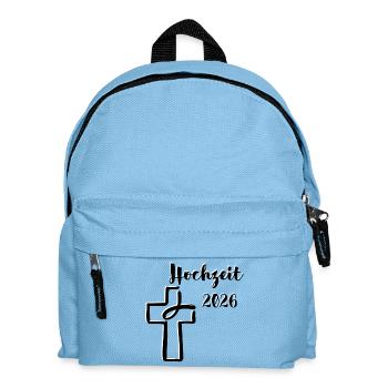 Hochzeit 2026 Hochzeit feiern Kreuz Fisch - Kinder Rucksack - Hellblau - Vorne