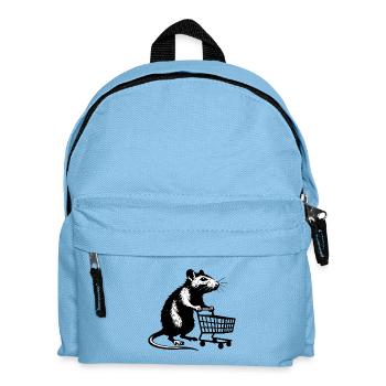Ratte mit Einkaufswagen - Kinder Rucksack - Hellblau - Vorne