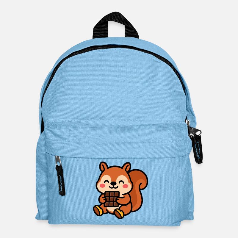 Eichhörnchen mit Schokoriegel - Kinder Rucksack - Hellblau