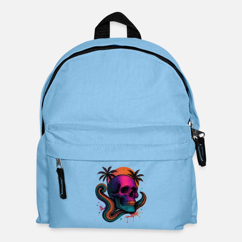 Neon Totenschädel - Kinder Rucksack - Hellblau