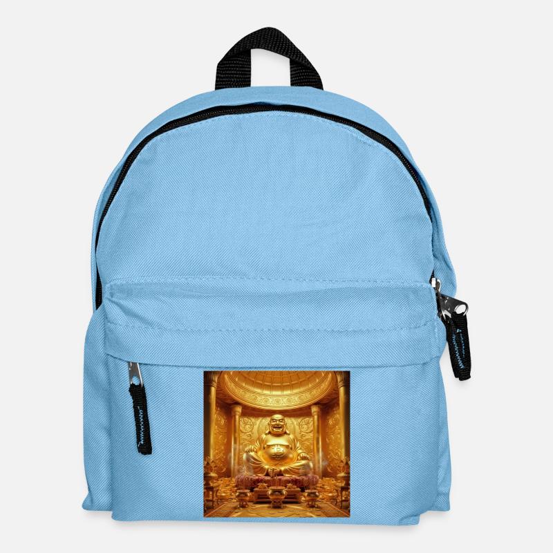 Goldener Bitcoin Buddha Tempel - Kinder Rucksack - Hellblau
