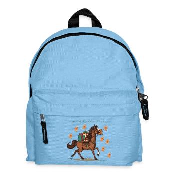 Weihnachtspferd mit Geschenken Traber -  - Kinder Rucksack - Hellblau - Vorne