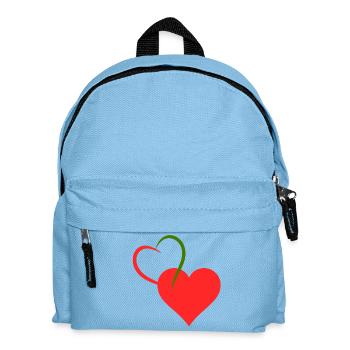 Coeur rouge et vert - Sac à dos Enfant - bleu clair - Devant