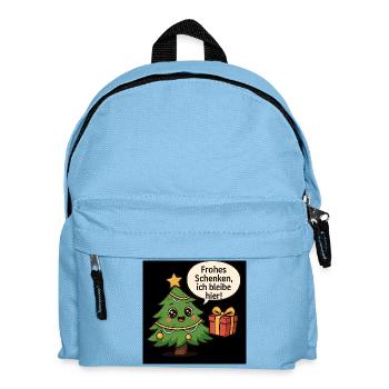 Fröhliches Schenken Weihnachtsbaum - Kinder Rucksack - Hellblau - Vorne