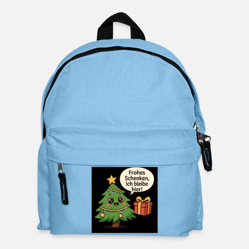 Fröhliches Schenken Weihnachtsbaum - Kinder Rucksack - Hellblau