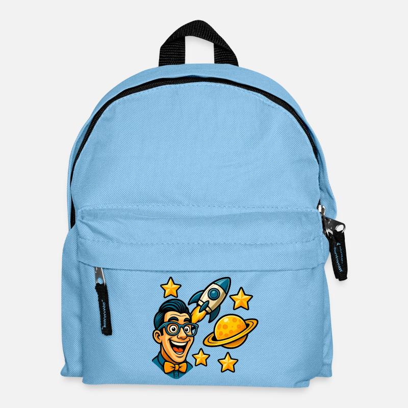 Weltraumenthusiast mit Brille - Kinder Rucksack - Hellblau