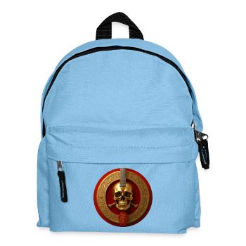 Goldener Totenkopf und roter Kreis Gitarre - Kinder Rucksack - Hellblau - Vorne