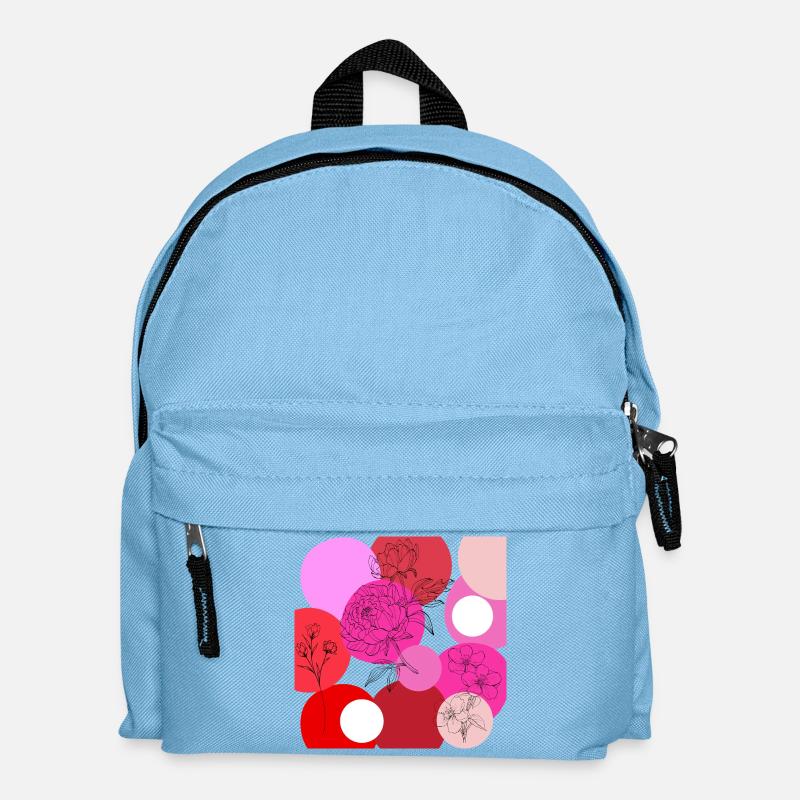 Florale Linien über Farbkreise - Kinder Rucksack - Hellblau