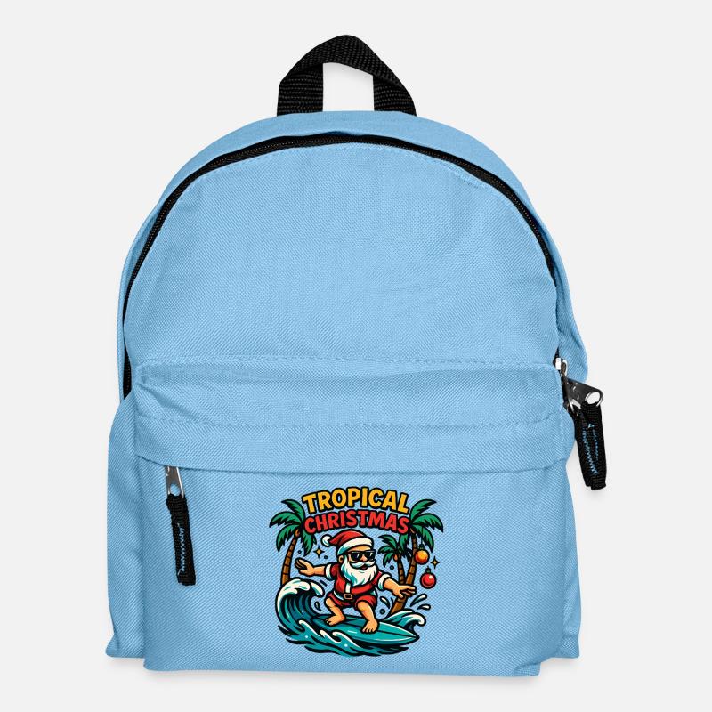 Tropischer Weihnachts-Surf-Weihnachtsmann - Kinder Rucksack - Hellblau