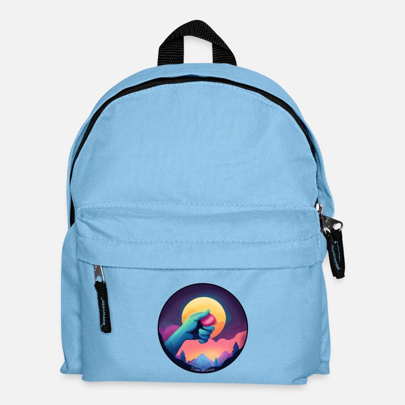 Blue hand holding a chip - Kids' Backpack - light blue
