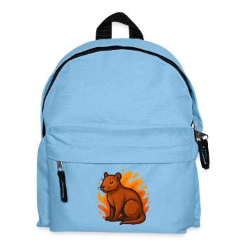 Agouti in flammendem Orange - Kinder Rucksack - Hellblau - Vorne