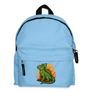Lézard basilic vert avec fond flamboyant - Sac à dos Enfant - bleu clair - Devant