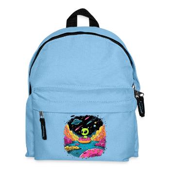 Petit extraterrestre sur beignet dans un cosmos coloré - Sac à dos Enfant - bleu clair - Devant