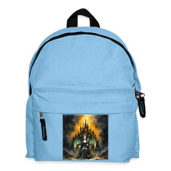 Geflügelte Zauberin vor der Burg - Kinder Rucksack - Hellblau - Vorne