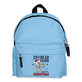 Skelett singt Weihnachten im Santa Hut - Kinder Rucksack - Hellblau - Vorne