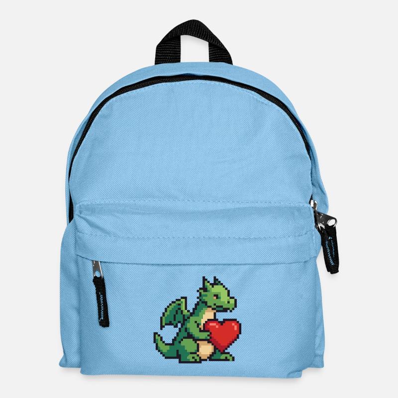 Pixeldrache mit Herz - Kinder Rucksack - Hellblau
