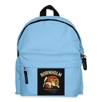 Bornholm-Sonnenuntergang am Leuchtturm und Hafen - Kinder Rucksack - Hellblau - Vorne