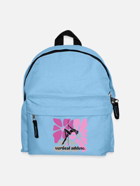 Vertikale Athletin im Blütenrahmen - Kinder Rucksack - Hellblau
