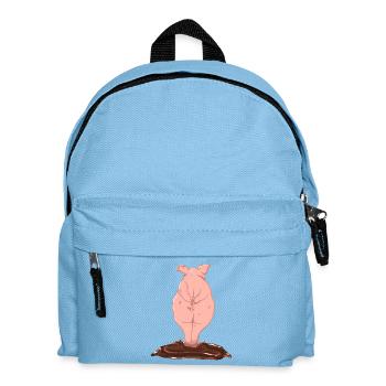 Pinkes Schwein von Hinten - Kinder Rucksack - Hellblau - Vorne