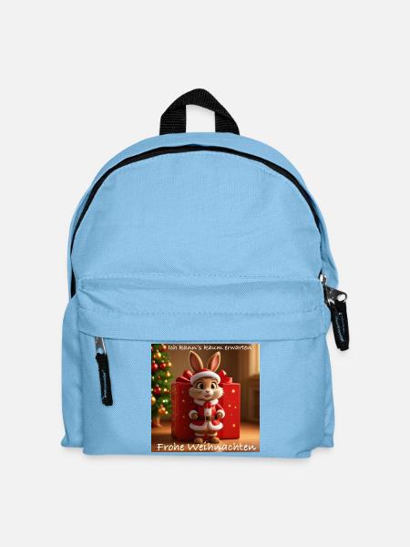 Weihnachtshase im Santa-Outfit - Kinder Rucksack - Hellblau