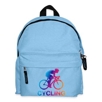 Rainbow Cyclist Silhouette - Kinder Rucksack - Hellblau - Vorne