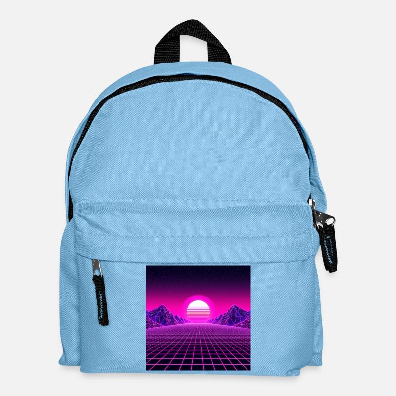 Neon Horizon Retrogrid Sunrise - Kinder Rucksack - Hellblau