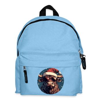 Beef bull with Santa hat and sunglasses - Kids' Backpack - light blue - Front