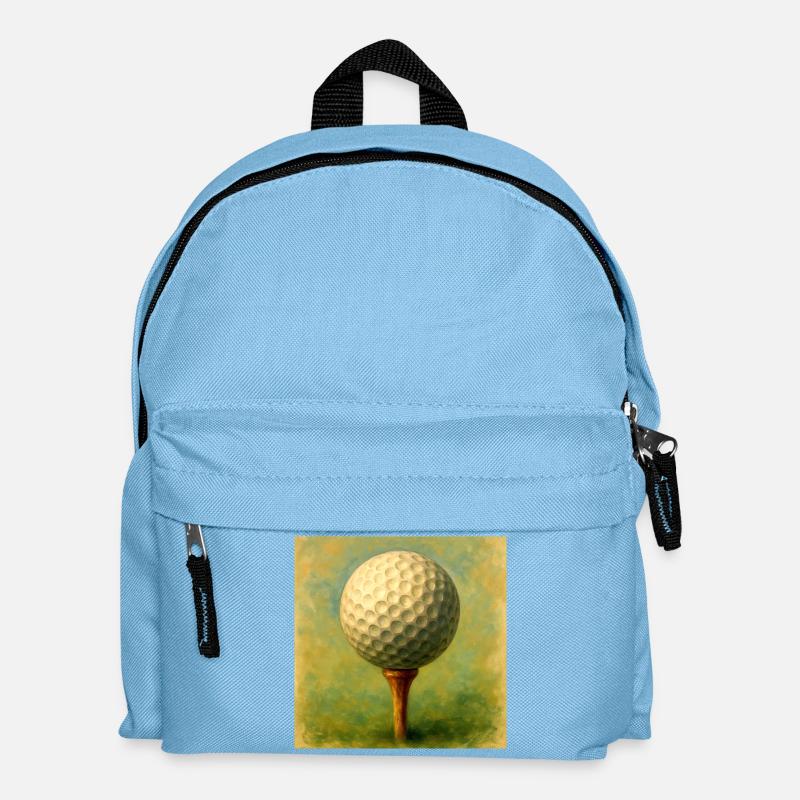 Golf ball in artistic board on tee - Kids' Backpack - light blue