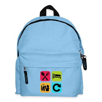 Mange, Dors, travaille, répète une citation drôle, travail - Sac à dos Enfant - bleu clair - Devant