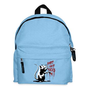 Graffiti Ratte mit Pinsel "Shirt Art Sucks" - Kinder Rucksack - Hellblau - Vorne