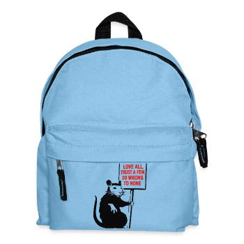 Ratte mit Protest-Schild - Kinder Rucksack - Hellblau - Vorne
