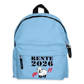 Rente 2026 , geschafft - Kinder Rucksack - Hellblau - Vorne