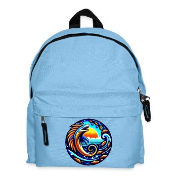wild Surf big waves retro Ozean Fische Hai Sonne  - Kinder Rucksack - Hellblau - Vorne
