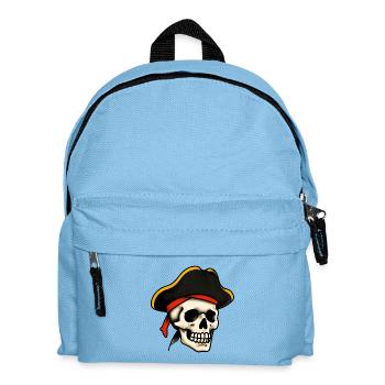 Klassischer Tattoo-Piratenschädel - Kinder Rucksack - Hellblau - Vorne