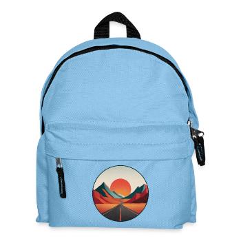 Vintage-Reiselogo – Abenteurer – Retro-Landschaft - Kinder Rucksack - Hellblau - Vorne