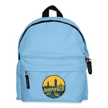 Sheffield City Skyline Vintage Tram Badge - Kids' Backpack - light blue - Front