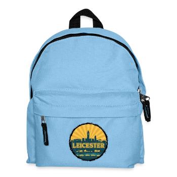 Leicester City Skyline Retro Sunset Abzeichen - Kinder Rucksack - Hellblau - Vorne