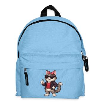 Cool cat with leather jacket - Kids' Backpack - light blue - Front
