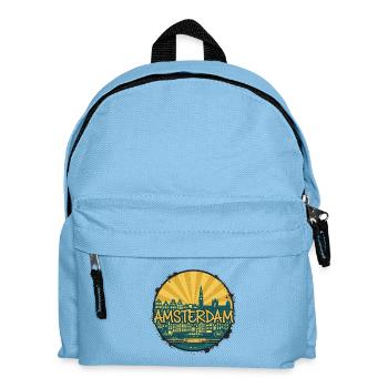 Amsterdam City Skyline Vintage Retro-Abzeichen - Kinder Rucksack - Hellblau - Vorne